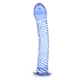 Glass Dildo With Blue Spiral Design